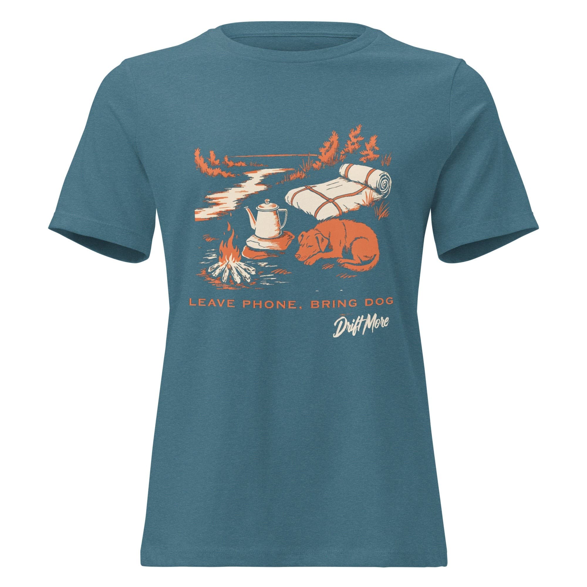 Leave Phone, Bring Dog Tee — Women's — Heather Deep Teal