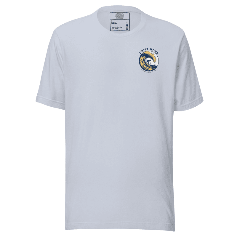 White Surfer Crest Tee — Light Blue