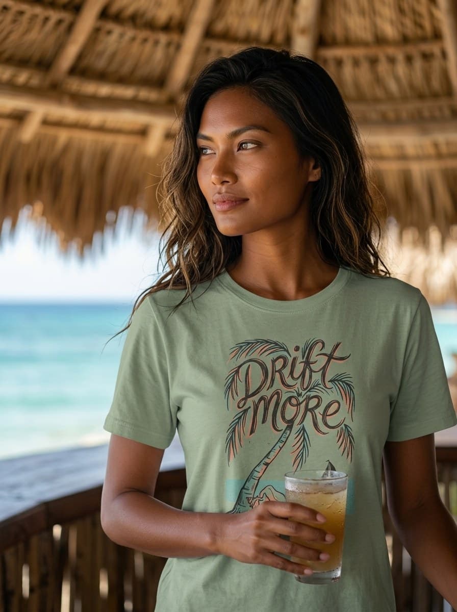 Palm & Conch Relaxed Womens Tee — worn