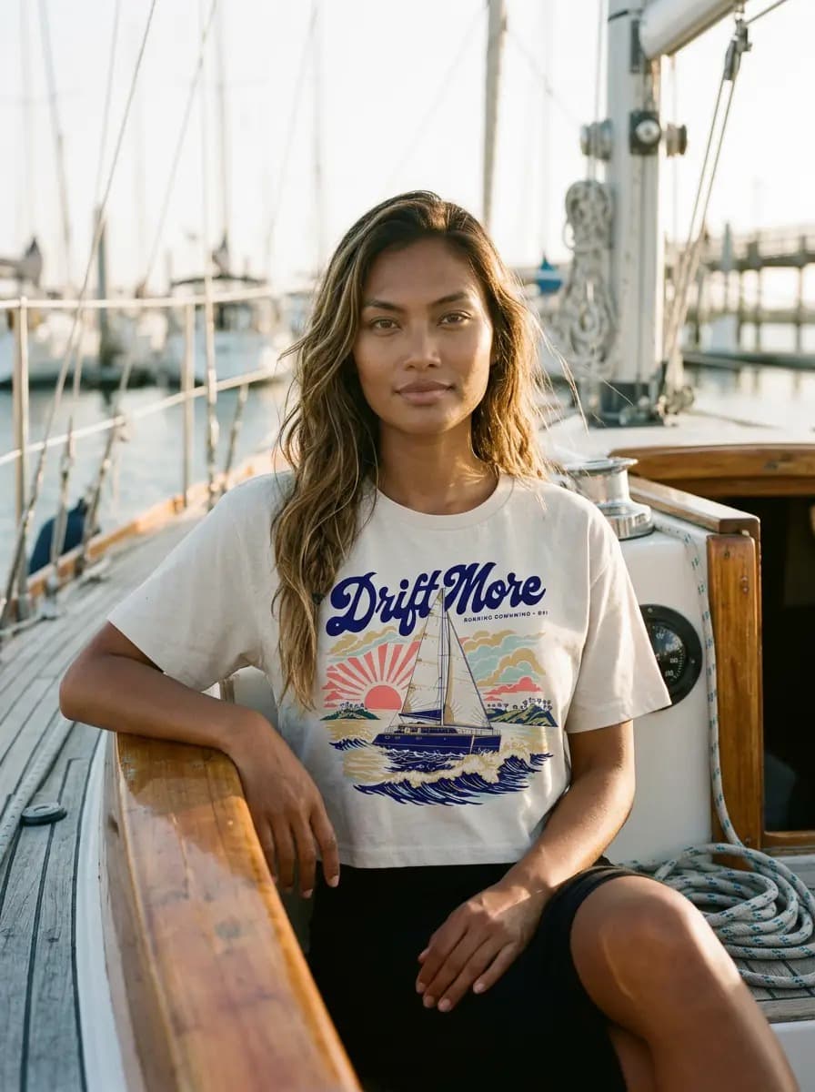Running Downwind Crop Tee — worn