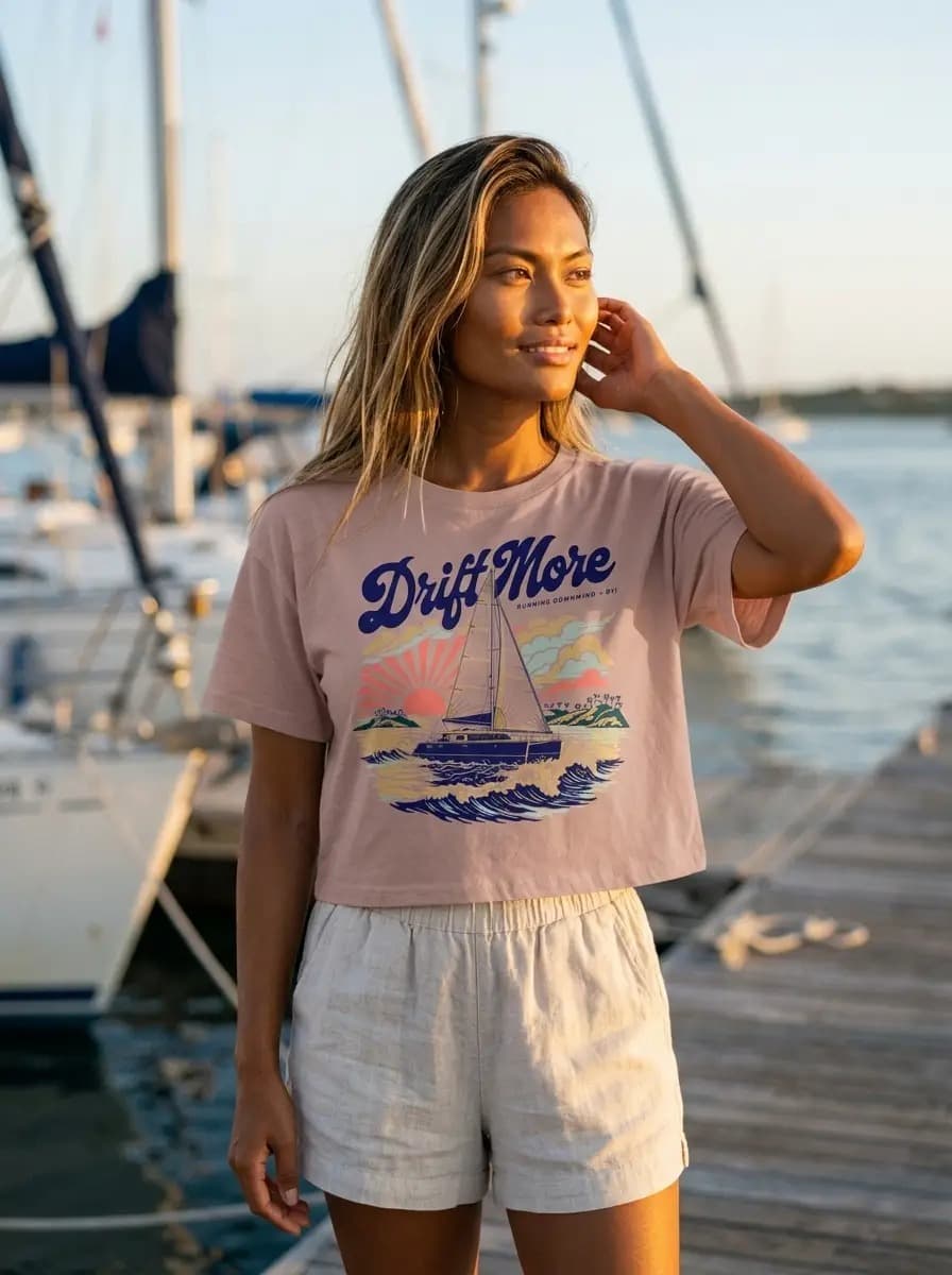 Running Downwind Crop Tee — worn