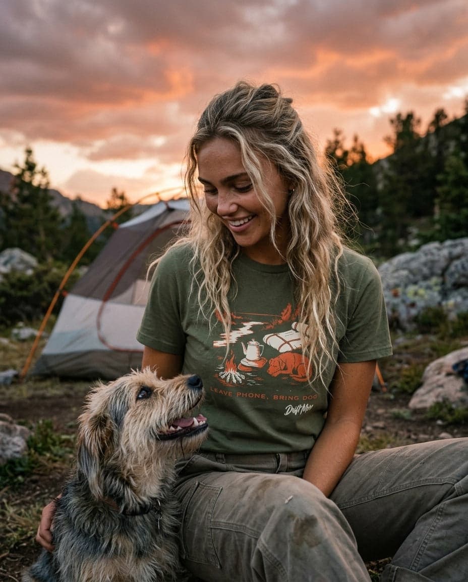 Leave Phone, Bring Dog Tee — Women's — worn
