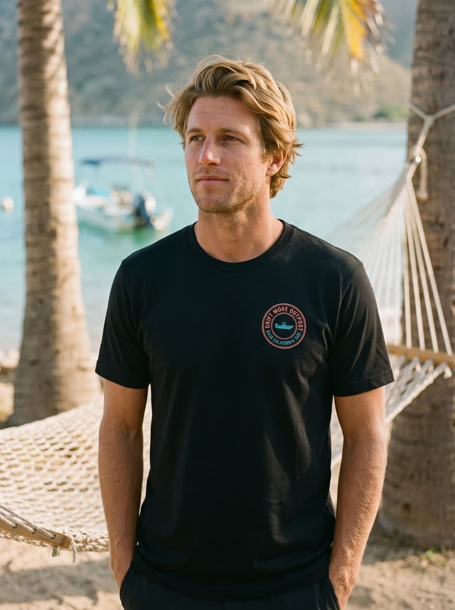 Outpost Tee — Baja — worn